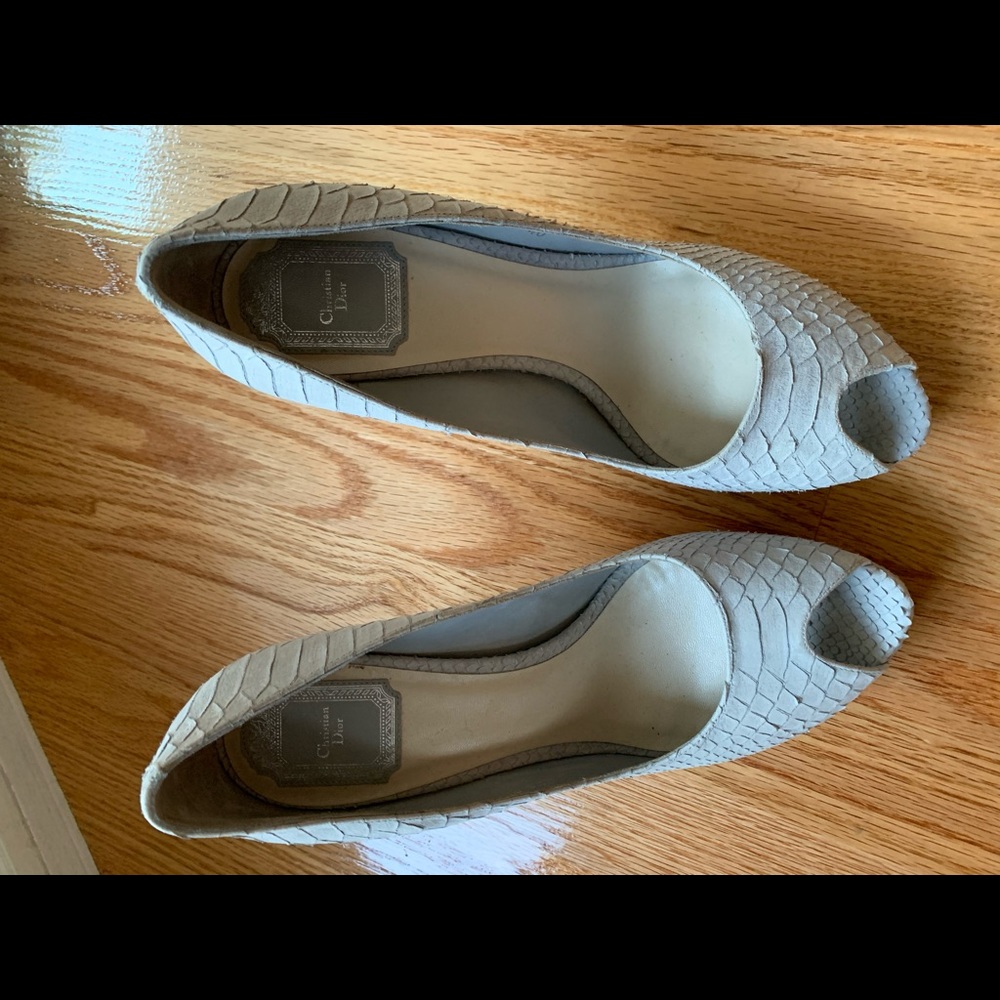 Christian Dior Snakeskin Peeptoe Pumps